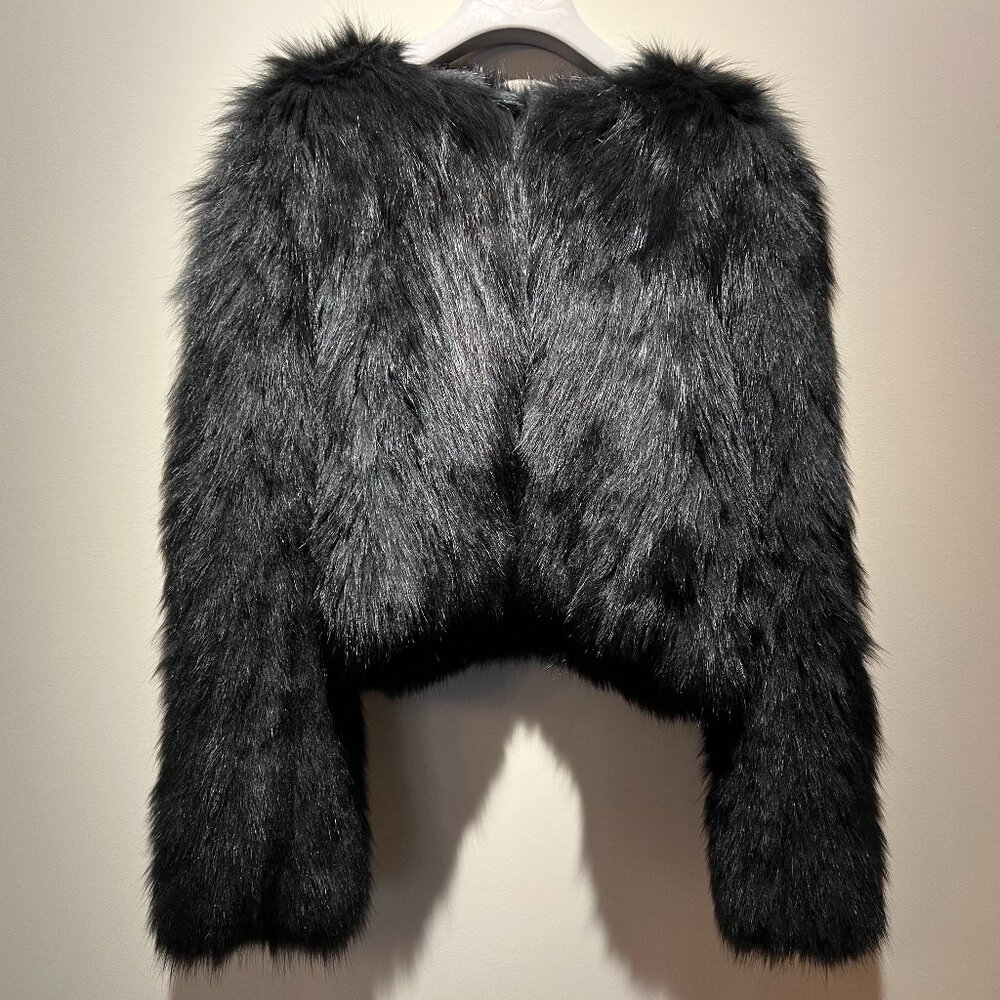 Adrienne Landau Black Fox Fur Cropped Jacket; Used in Great Condition
